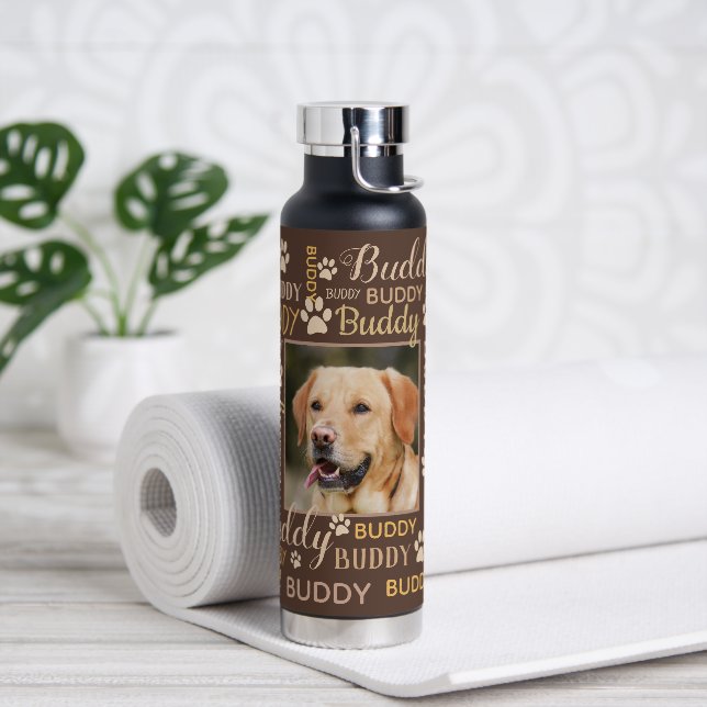 Botella De Agua Nombres de fotos personalizados | Perro marrón (Yoga)