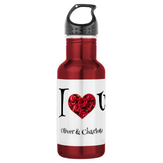 Botella De Agua Nombres de Pareja Personalizados Te Amo