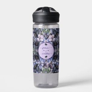 Botella De Agua Nombres de Parejas Clásicas Bodas Florales Negras 