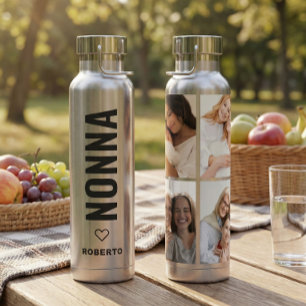 Botella De Agua Nonna   Abuela Italiana 4 Foto Nombre Personalizad