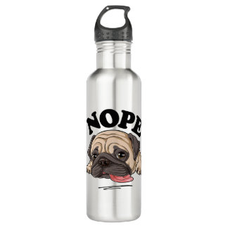 Botella De Agua Nope Pug Shirt Perezosos Niños Graciosas Mujeres P