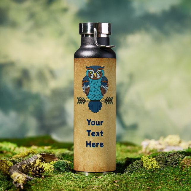 Botella De Agua Nordic Folk Art Owl (Al aire libre (girado))