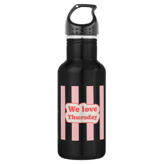Botella De Agua Nos encanta el jueves (con líneas rosas)