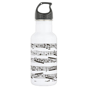 Botella De Agua Notas musicales blancos y negros