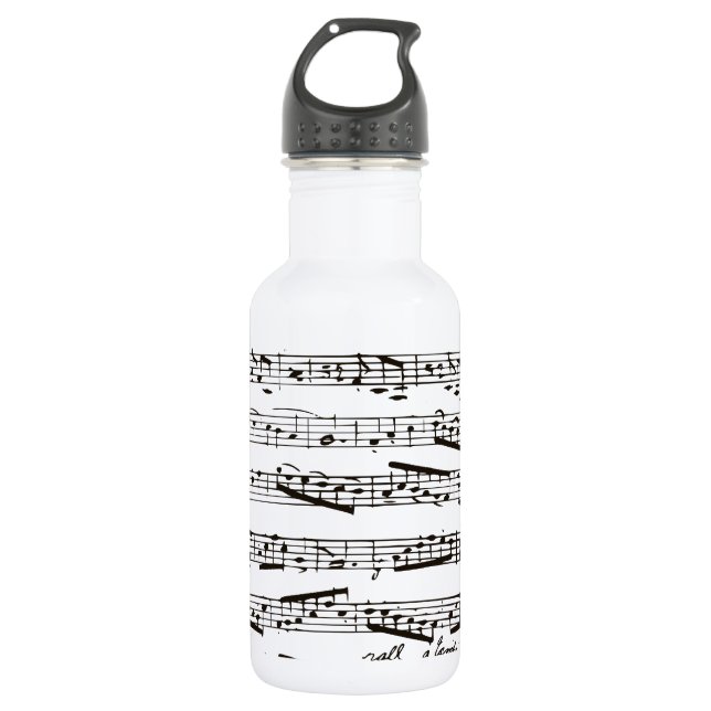 Botella De Agua Notas musicales blancos y negros (Anverso)