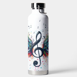 BOTELLA DE AGUA NOTAS MUSICALES DE COLOR BRILLANTE Y BORRADO