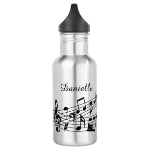 Botella De Agua Notas musicales Nombre de script de monograma