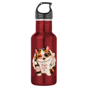 Botella De Agua Novia de Gato Calico Lindo y Acogedor a punto de c
