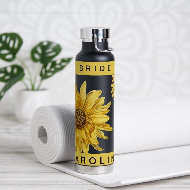 Botella De Agua Novia de girasol amarillo bonito nombre boda agua  (Yoga)