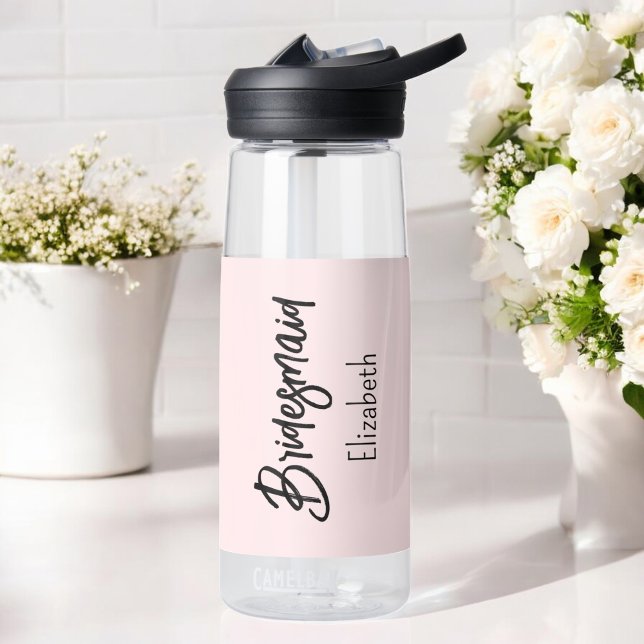 Botella De Agua Noviaria Rubor Pink Bridal Shower (Subido por el creador)