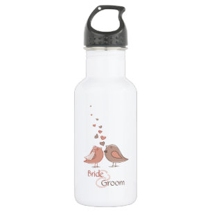 Botella De Agua Novias retro y aves maduras