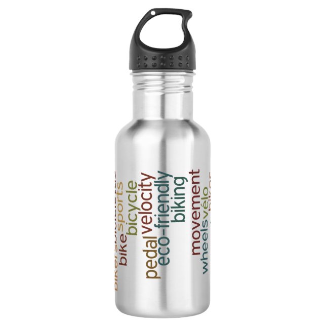 Botella De Agua nube de la palabra de la bicicleta (Anverso)