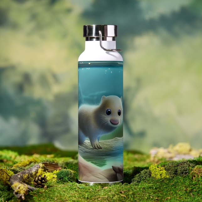 Botella De Agua Nube de nutria en estanque - personalizado (Exterior)