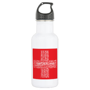 Botella De Agua Nube de palabras de bandera de Suiza