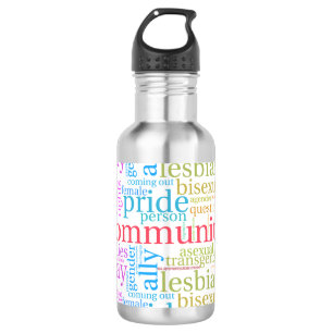 Botella De Agua nube de palabras de la comunidad arcoíris LGBTQ+ d
