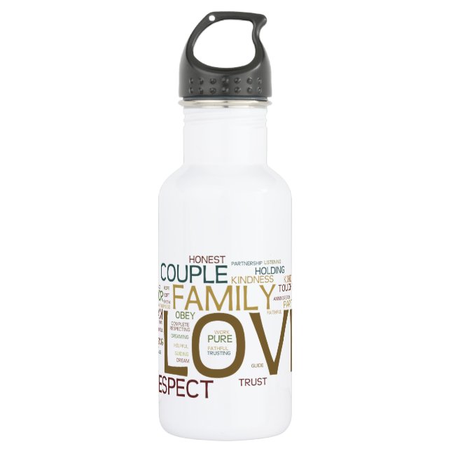 Botella De Agua Nube de palabras de matrimonio (Anverso)