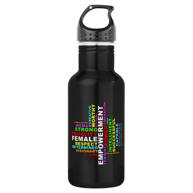 Botella De Agua Nube de palabras de mujeres fuertes (Anverso)