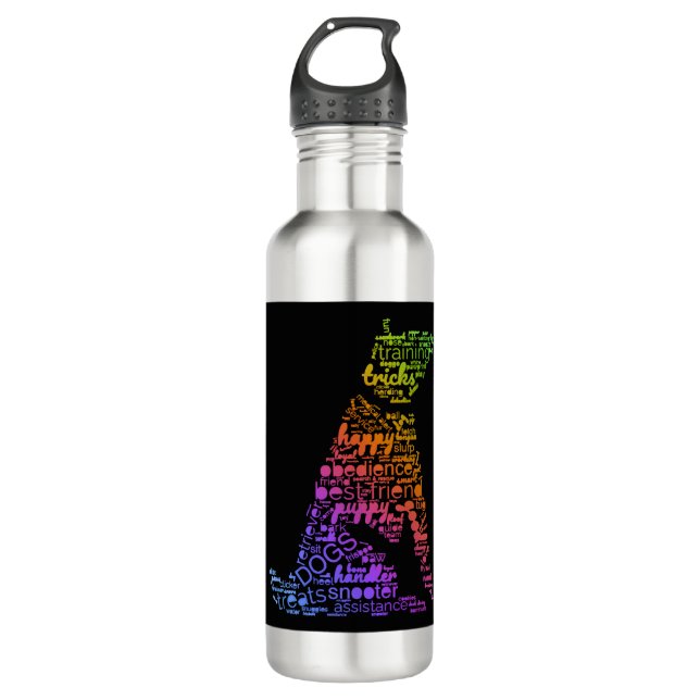 Botella De Agua Nube de palabras de perro (arco iris de perro) (Anverso)