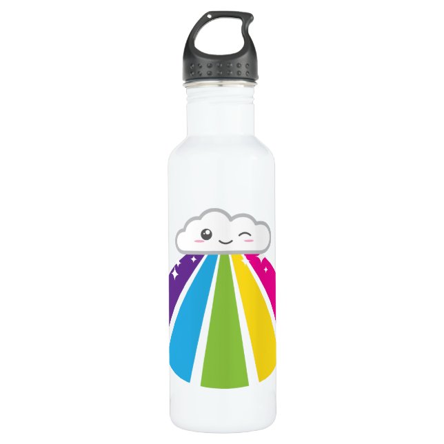 Botella De Agua Nube kawaii y arcoiris (Anverso)