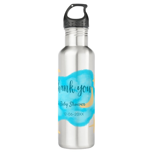 Botella De Agua Nubes de estrellas de la luna acuarela de la ducha (Anverso)