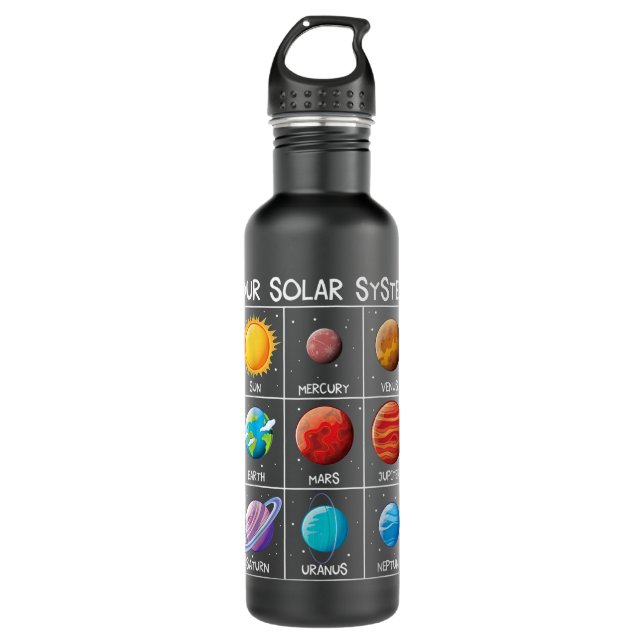 Botella De Agua Nuestro sistema solar planetas chicos espaciales c (Anverso)
