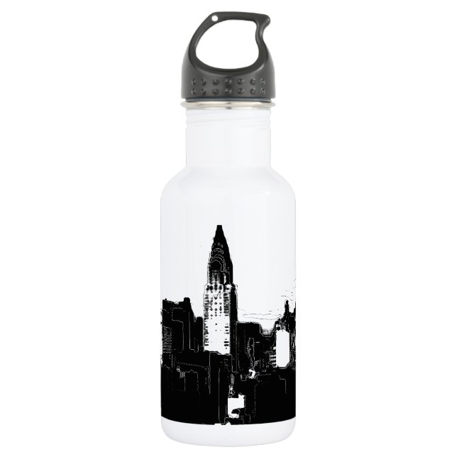 Botella De Agua Nueva York en blanco y negro (Anverso)