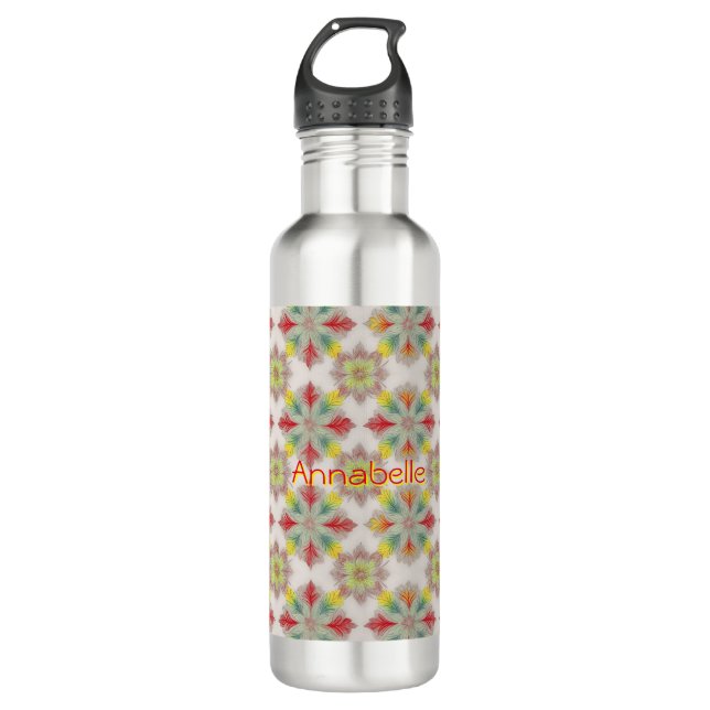 Botella De Agua Nuevo patrón BOHO rojo y verde (Anverso)
