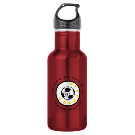 Botella De Agua Número de camiseta de fútbol rojo personalizado