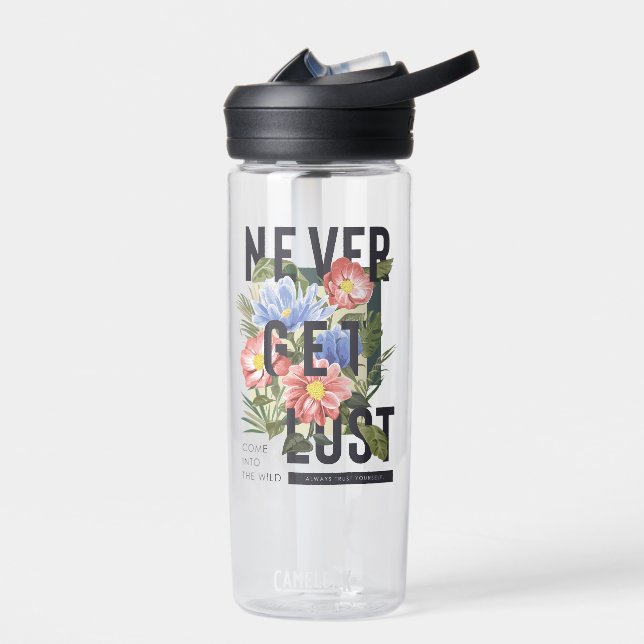 Botella De Agua Nunca se pierda el lema floral (Izquierdo)
