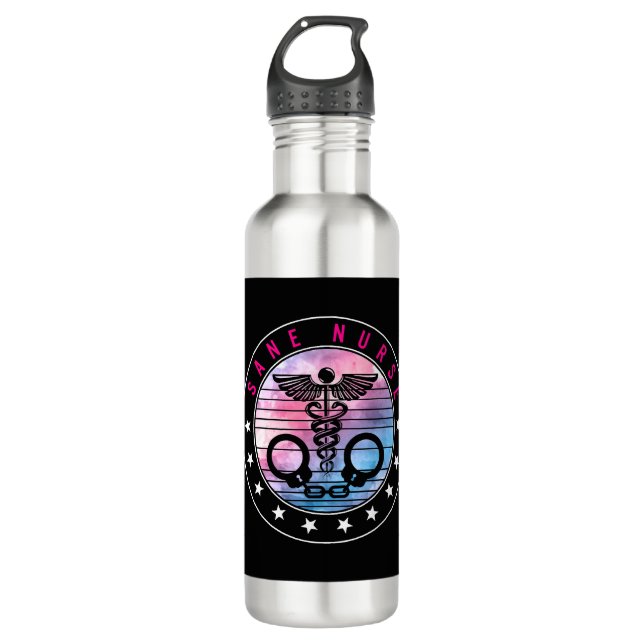 Botella De Agua Nurse Shirt, Sane Nurse Tee, Prisión Registrada (Anverso)