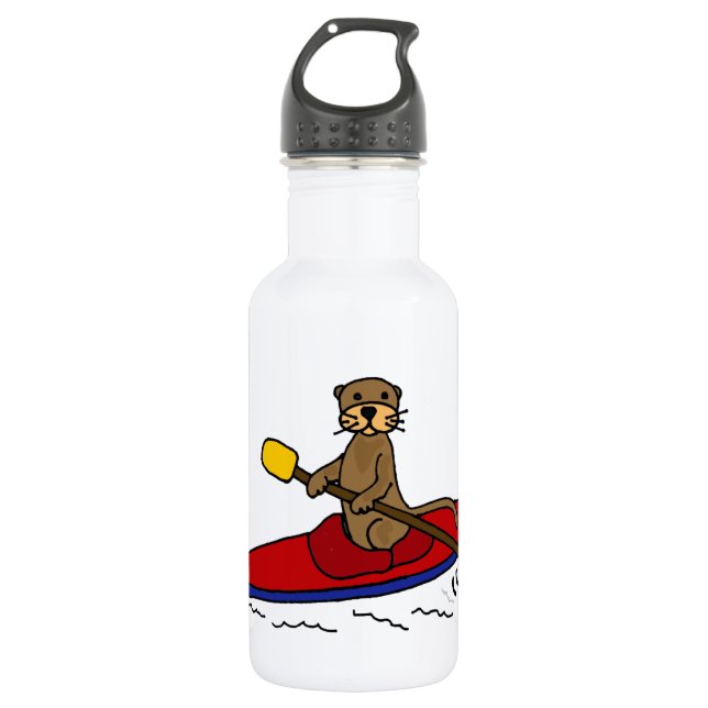 Botella De Agua Nutria divertida Kayaking (Anverso)