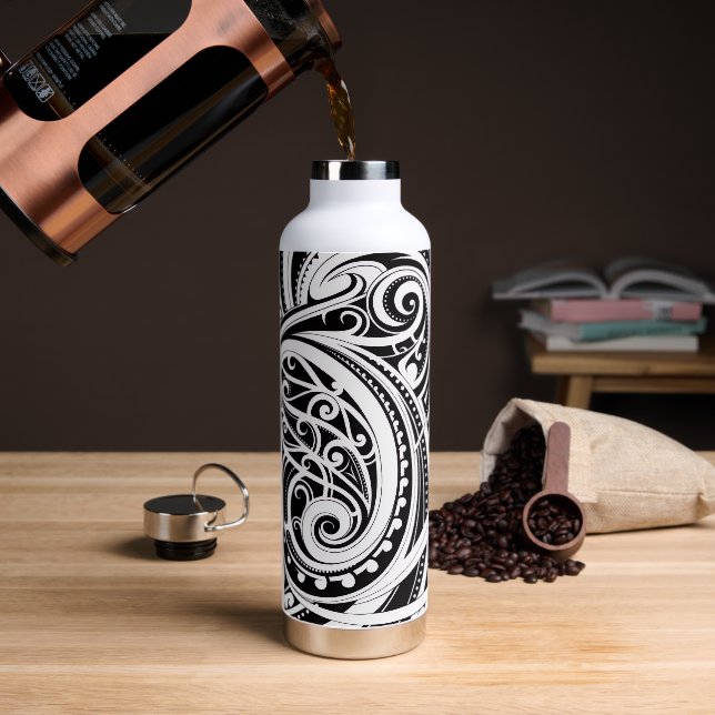 Botella De Agua NZKULTURE diseño único maorí (Café (girado))