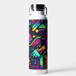 Botella de agua o taza con patrón de tecnología re