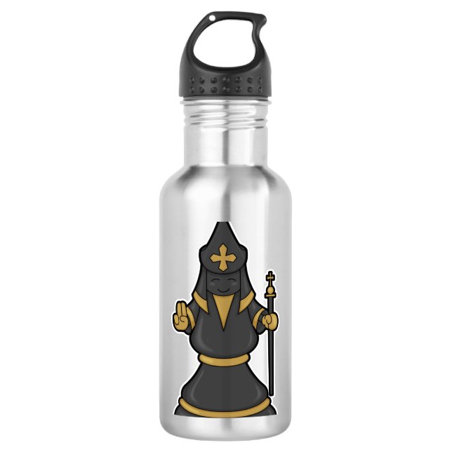 Botella De Agua Obispo de ajedrez con personal de ajedrez (Anverso)