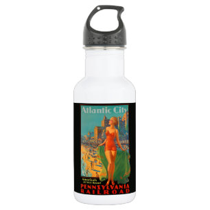 Botella De Agua Obras de arte antiguas de la belleza de la playa d