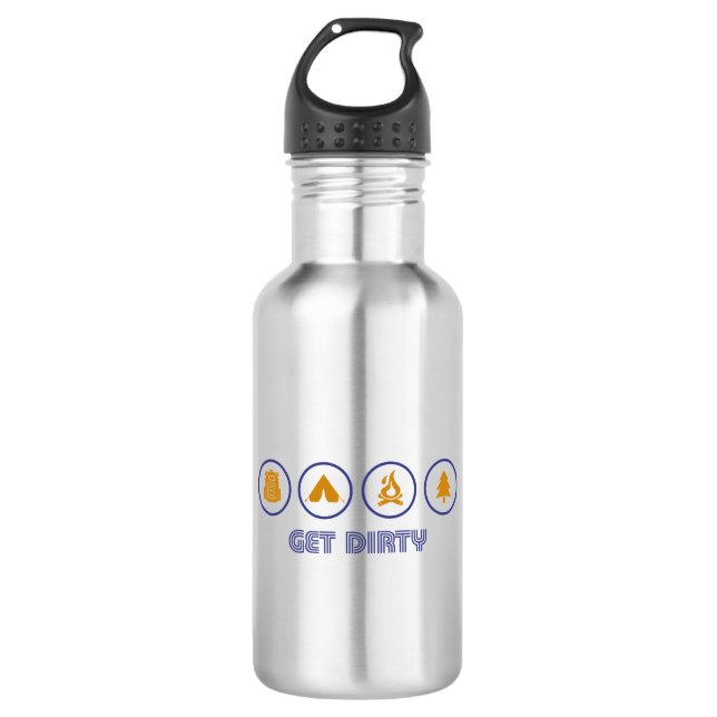 Botella De Agua Obtén campamentos sucios (Anverso)