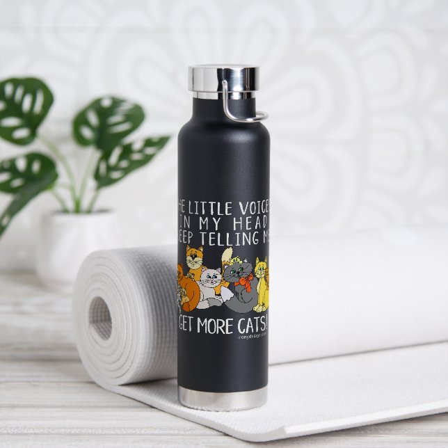 Botella De Agua Obtener más gatos divertidos diciendo negro (Yoga)