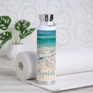 Botella De Agua Ocean Beach Shore para agregar tu nombre