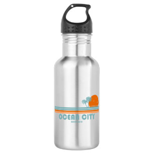 Botella De Agua Ocean City Maryland Palma Sol Arboles