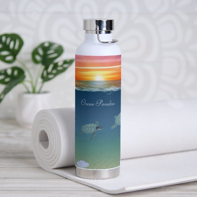 Botella de agua Ocean Sunrise & Turtles (Yoga)