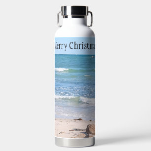 Botella De Agua Océano Atlántico Azul Feliz Navidad Mar ondulado