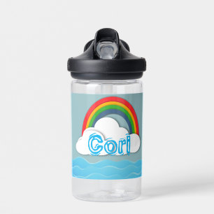 Botella De Agua Océano de papel con nombre personalizado arcoiris 
