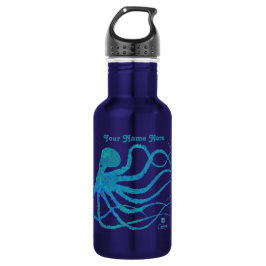 Botella De Agua Octopus 2 Blue Green On Blue - 18 oz. Botella de a