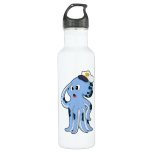Botella De Agua Octopus como capitán con gorra
