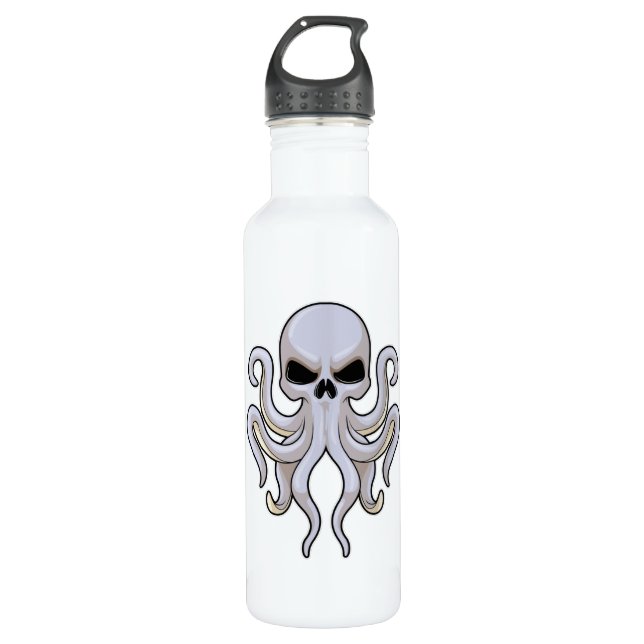 Botella De Agua Octopus con 8 brazos y cráneo (Anverso)