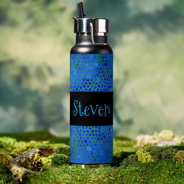 Botella De Agua Ocultar dinosaurio azul personalizado (Exterior)
