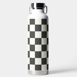 Botella De Agua Off Black and Off White Checkerboard