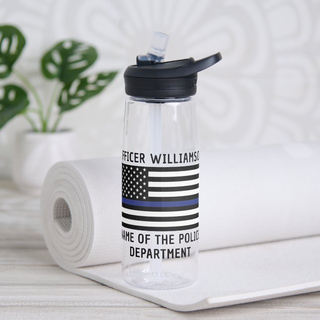 Botella De Agua Oficial de Policía Personalizado Línea Azul Delgad (Yoga)