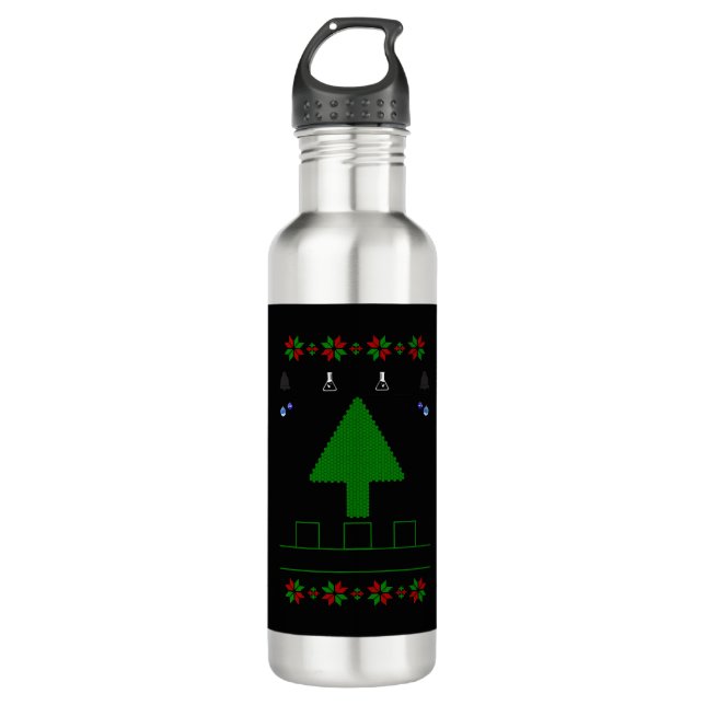 Botella De Agua Oh Árbol de Navidad Químico negro (Anverso)