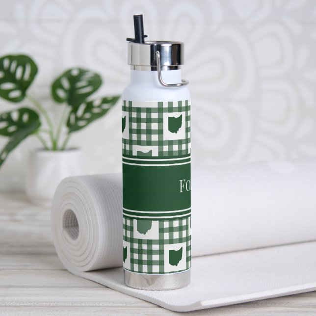 Botella De Agua Ohio Gingham Verde (Yoga (girado))